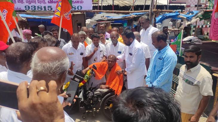 பாஜக அண்ணாமலை சார்பில் மாற்றுத்திறனாளிக்கு எலக்ட்ரிக் தானியங்கி வாகனம்வழங்கப்பட்டது!