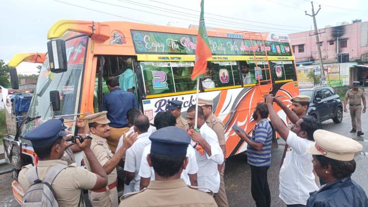  பாஜக நிர்வாகிகள் 19 பேர் கைது - கொடிக்கம்பம் பறிமுதல் !