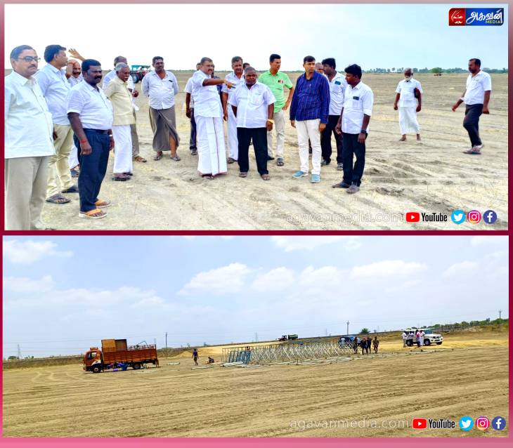 முதல்வர் ஸ்டாலின் திமுக வேட்பாளர்களை ஆதரித்து தேர்தல் பரப்புரை கூட்டம் நடைபெற உள்ள பணிகளை எம்எல்ஏ மார்கண்டயேன் ஆய்வு செய்தார்.