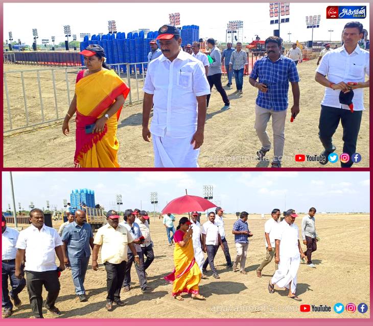  மு.க.ஸ்டாலின்  தேர்தல் பரப்புரை செய்யும் இடத்தை அமைச்சர் கீதா ஜீவன் ஆய்வு செய்தார்!