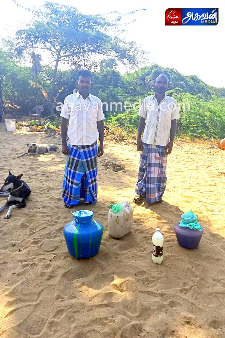 பனங்கல் விற்பனை செய்த இருவர் கைது.