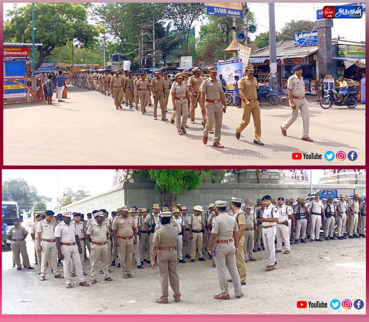  துப்பாக்கி ஏந்திய மத்திய துணை இராணுவப் படையினர் மற்றும் போலீசார் கொடி அணிவகுப்பு!