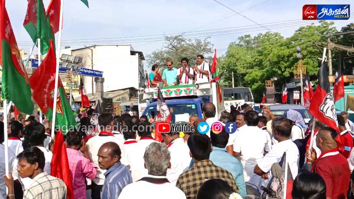  அதிமுக வேட்பாளர் சிவசாமி வேலுமணி தீவிரவாக்கு சேகரிப்பில் ஈடுபட்டார்.