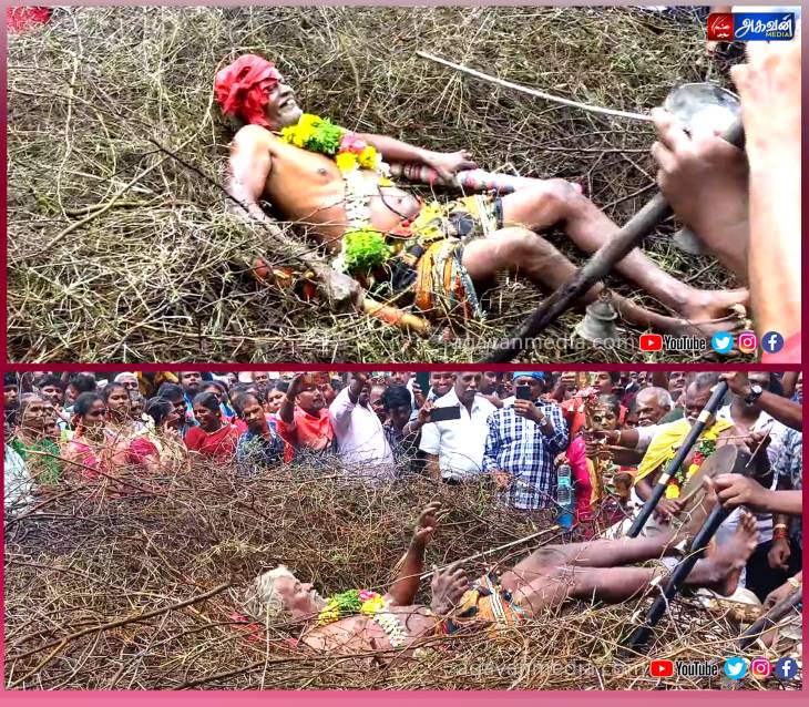 6 அடி முள்படுக்கையில் படுத்து அருள்வாக்கு கூறும் பூசாரி!

 