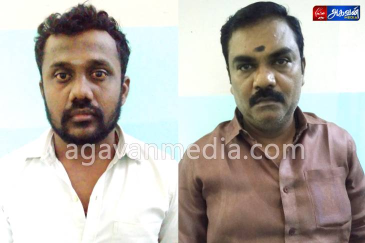 கொரியர் வேனில் புகையிலைப் பொருட்கள் கடத்திய இருவர் கைது.