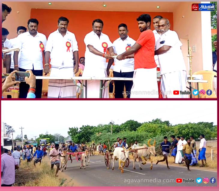 மாபெரும் மாட்டு வண்டி எல்கை பந்தயம்: சீறிப்பாய்ந்த ஏராளமான ஜோடி மாடுகள்!

