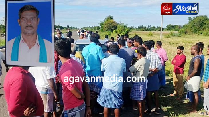 பைக்கிற்கு பெட்ரோல் போடச் சென்ற சாலை பணியாளர் சம்பவ இடத்தில் பலி.