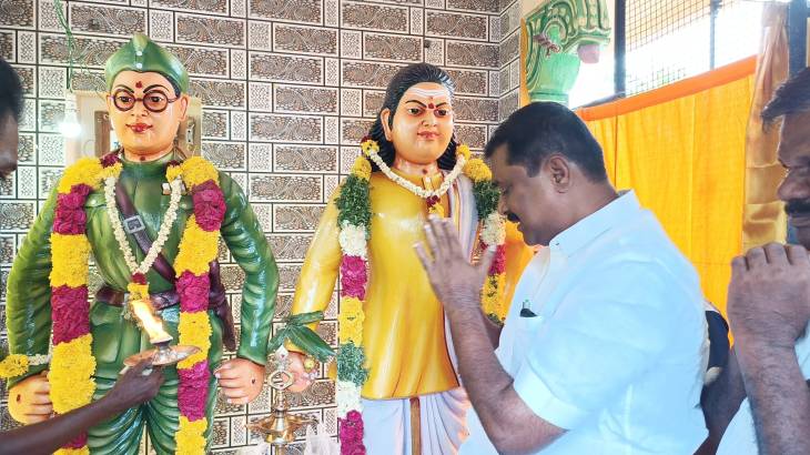 சுதந்திரப் போராட்ட வீரர்களின் சிலைகளை திறந்து வைத்த எம்எல்ஏ மார்கண்டடேன்!

