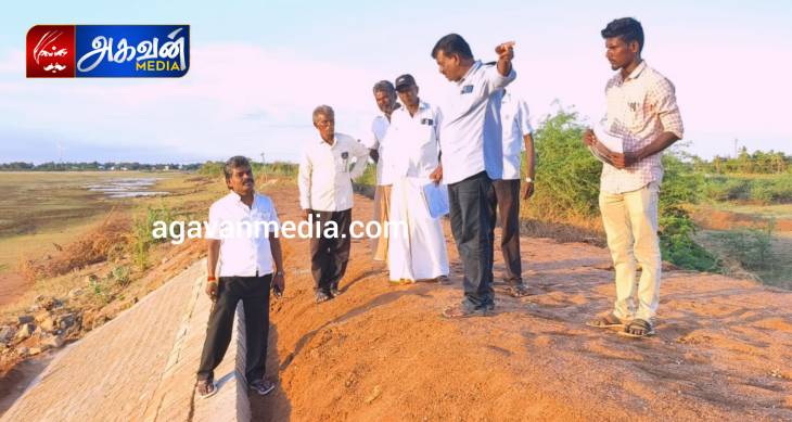 பெரிய கண்மாயில் நடைபெற்று வரும் கரை சீரமைப்பு பணிகளை  MLA சண்முகையா  ஆய்வு செய்தார்!