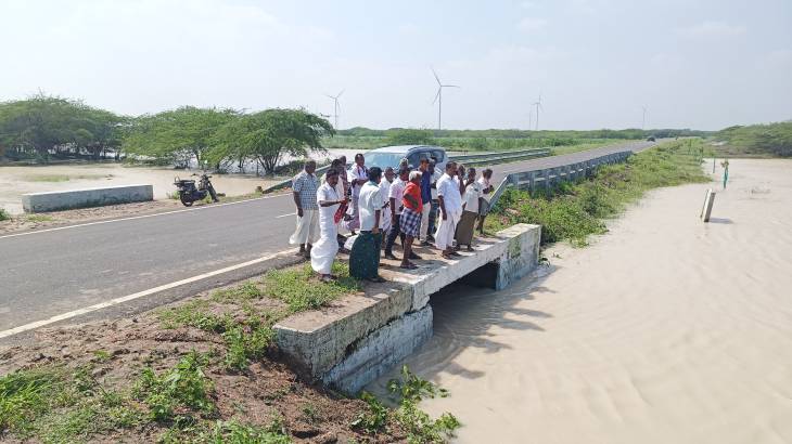 நிலங்களுக்குள் நீர் சென்றதை MLA மார்கண்டேயன் ஆய்வு!  