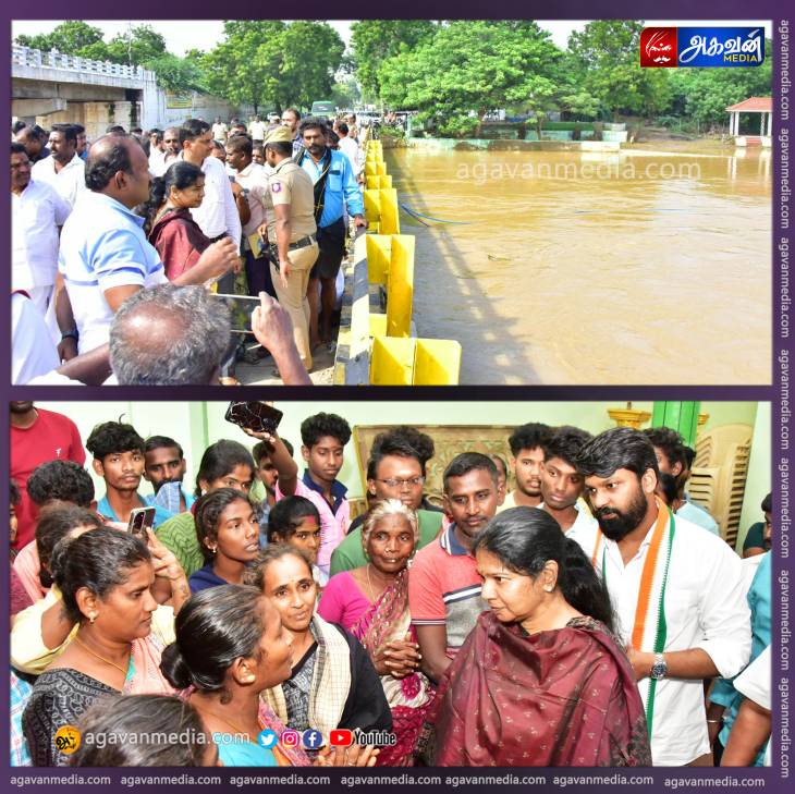 அணைக்கட்டில் உபரி நீர் வெளியேற்றப்படுவதை மார்கண்டேயன் பார்வையிட்டு ஆய்வு!